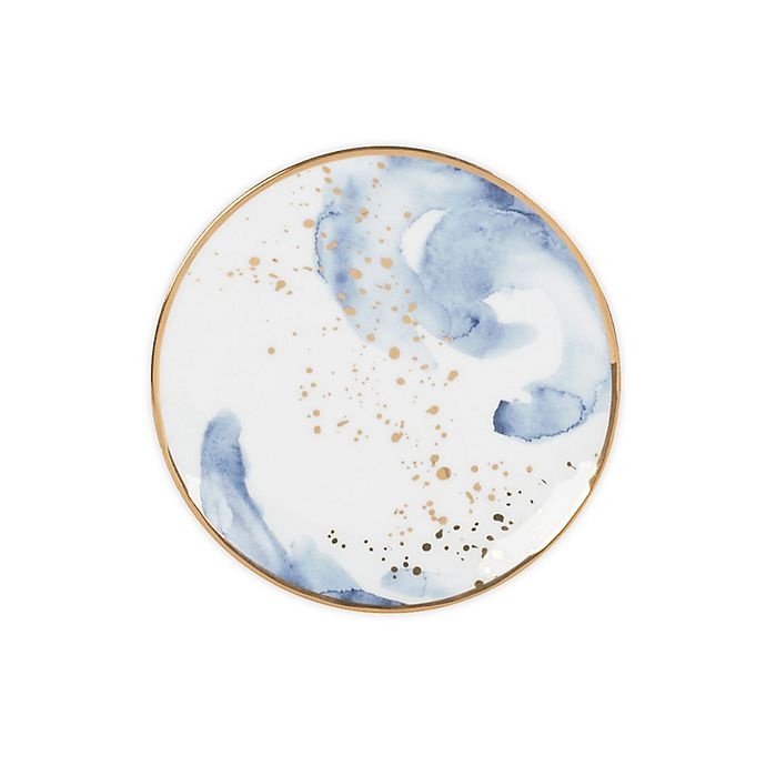 Olivia Oliver Harper Splatter Gold Appetizer Plates Blue ct - Main Image