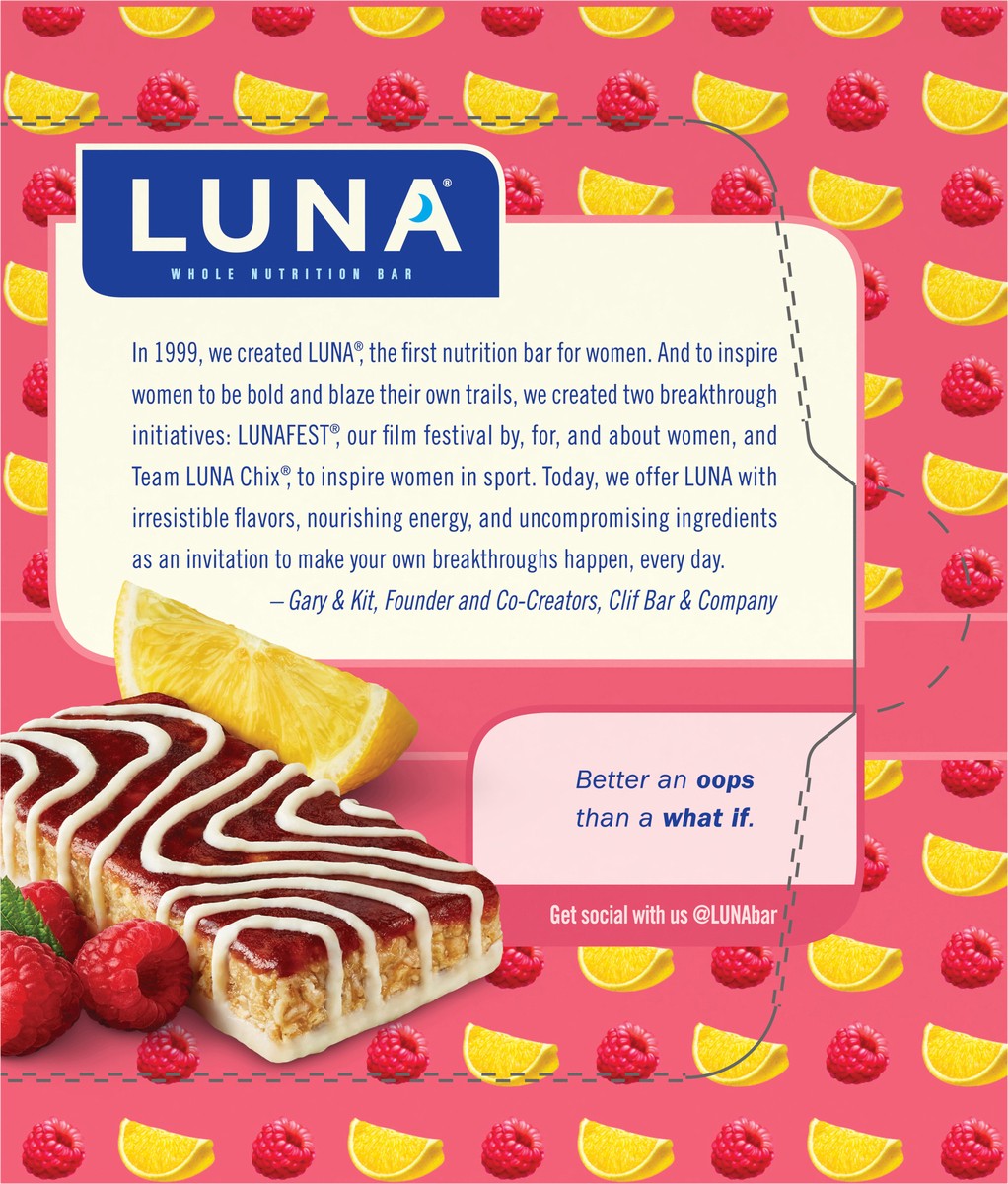 slide 9 of 9, Luna Mash-Ups Whole Lemonzest + Raspberry Nutrition Bar 6 - 1.69 oz Bars, 6 ct