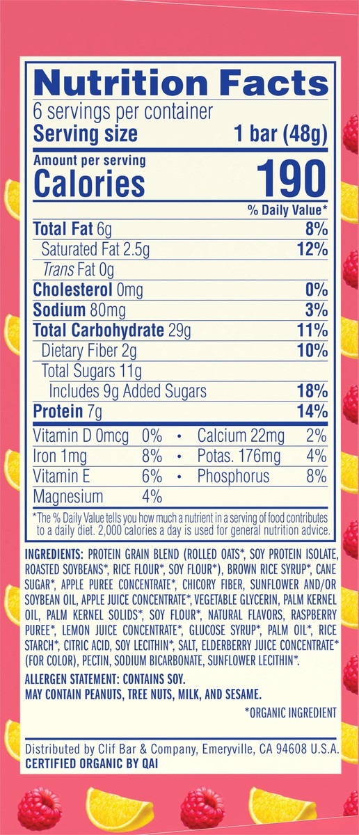 slide 7 of 9, Luna Mash-Ups Whole Lemonzest + Raspberry Nutrition Bar 6 - 1.69 oz Bars, 6 ct