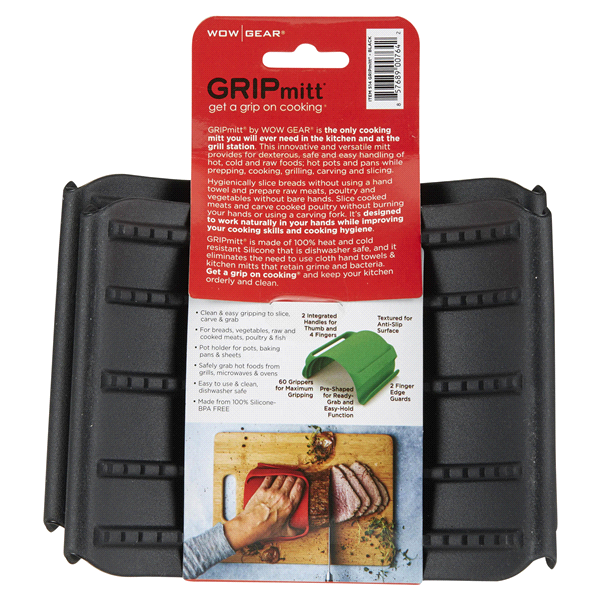 slide 6 of 29, Gripmitt Silicone Kitchen Mitt - Black, 1 ct