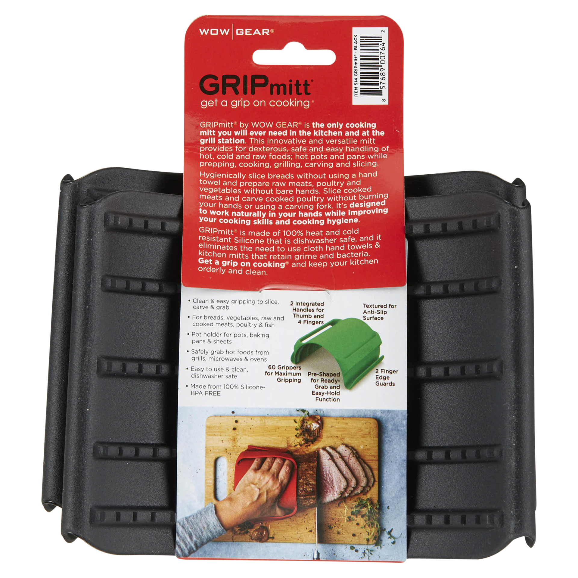 slide 27 of 29, Gripmitt Silicone Kitchen Mitt - Black, 1 ct