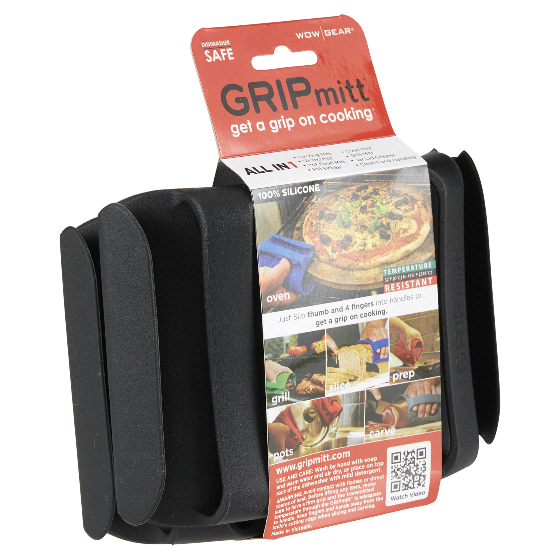 slide 17 of 29, Gripmitt Silicone Kitchen Mitt - Black, 1 ct