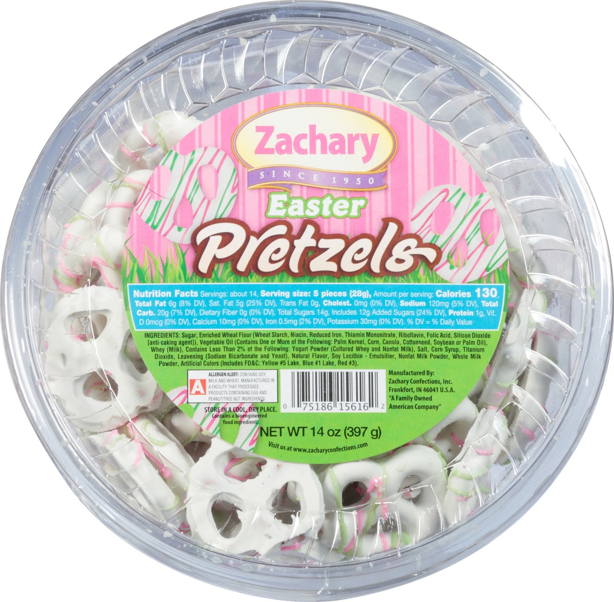 slide 6 of 13, Zachary Easter Pretzel Tub, 14 oz
