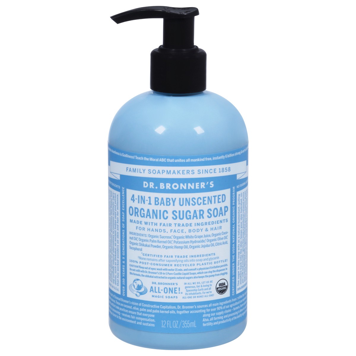 slide 1 of 9, Dr. Bronner's Pump Soap Sugar Baby Org, 12 oz