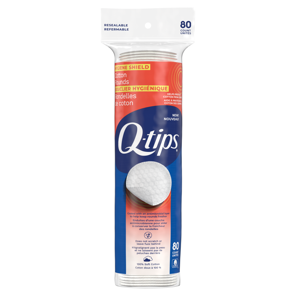 slide 1 of 1, Q-Tips® Hygiene Shield Cotton Rouds, 80 ct, 80 ct