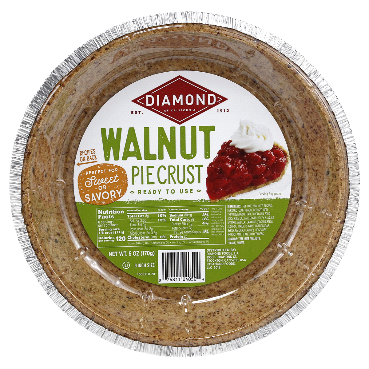 slide 1 of 1, Diamond Nuts Walnut Pie Crust, 6 oz