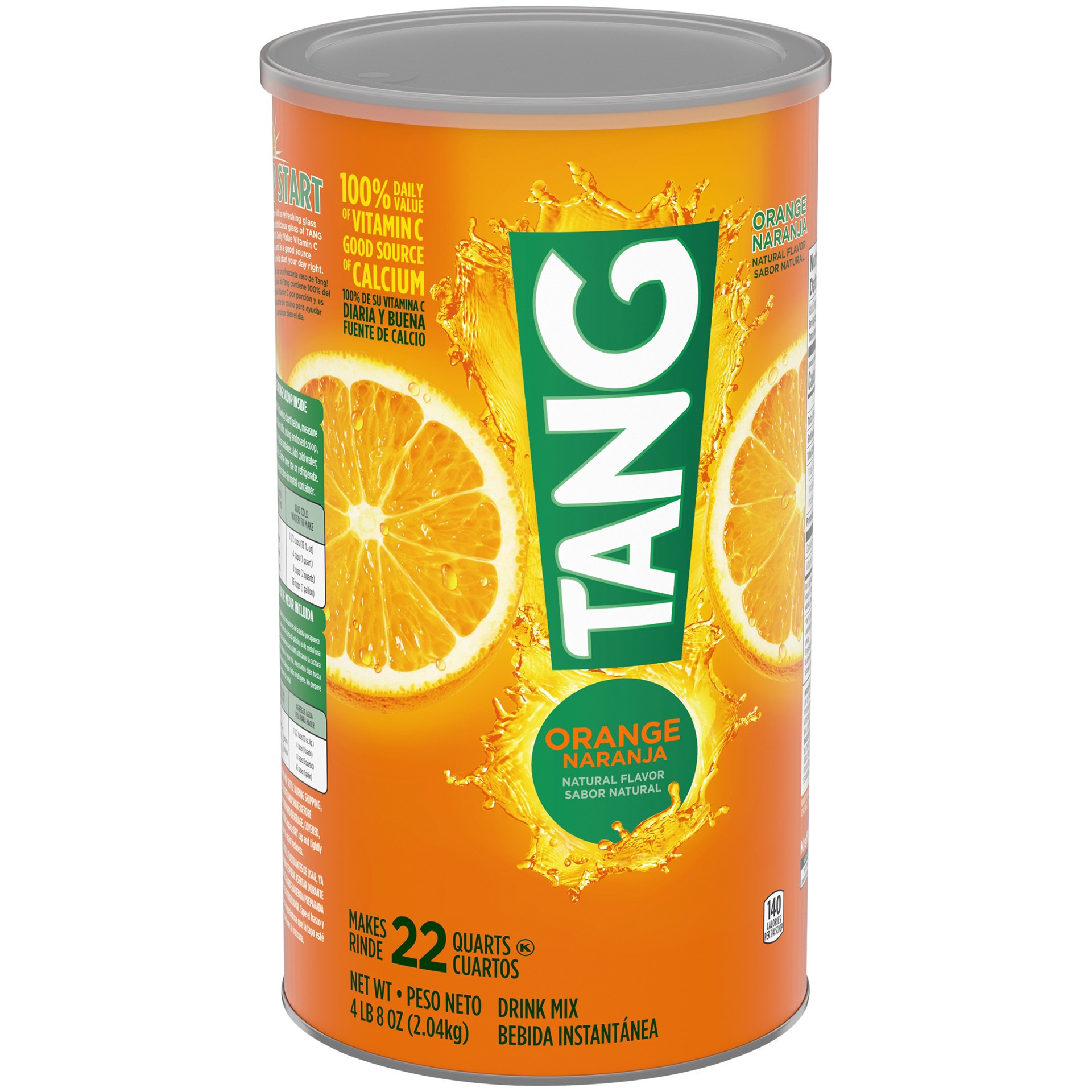 slide 9 of 17, Tang Orange Naturally Flavored Powdered Soft Drink Mix, 4.5 lb Canister, 4.5 lb