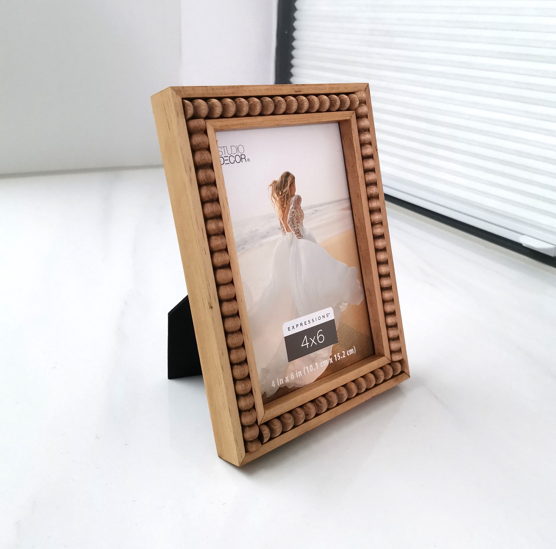 slide 5 of 7, Expressions 4" X 6" Natural Beaded Frame By Studio Decor, 4 in x 6 in