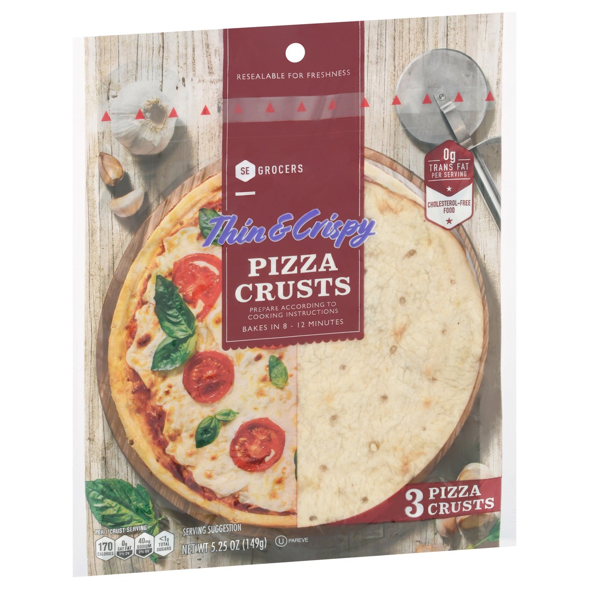 slide 2 of 9, Se Grocers Pizza Crust Thin 7In, 3 ct