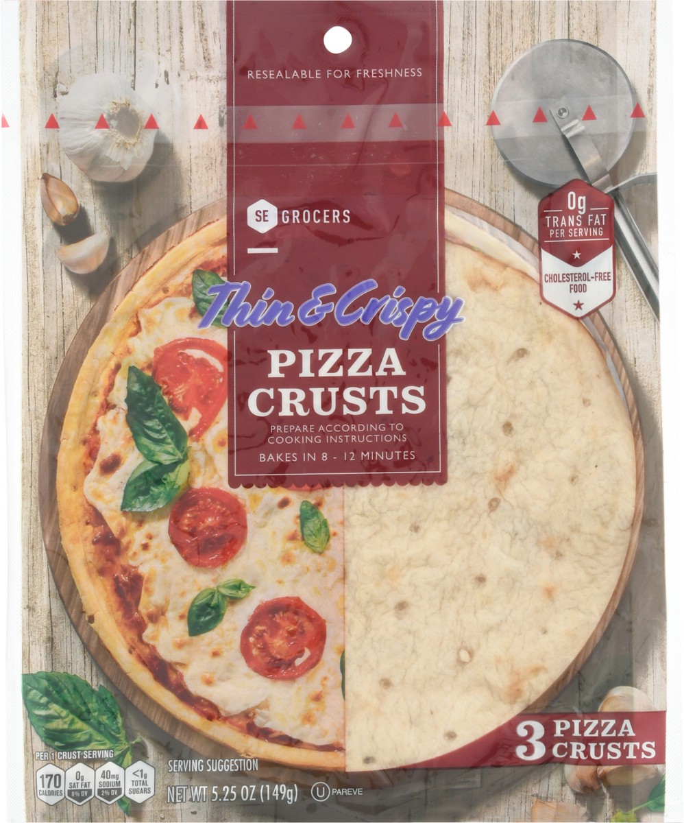slide 5 of 9, Se Grocers Pizza Crust Thin 7In, 3 ct