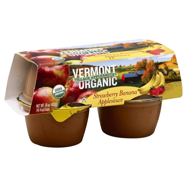 slide 1 of 1, Vermont Village Organic Applesauce, Strawberry Banana, 16 oz