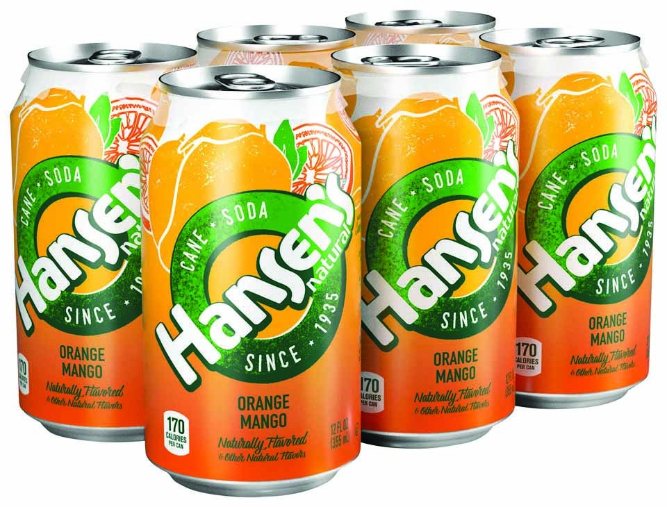 slide 1 of 1, Hansen's Natural Cane Orange Mango Soda, 6 ct; 12 fl oz
