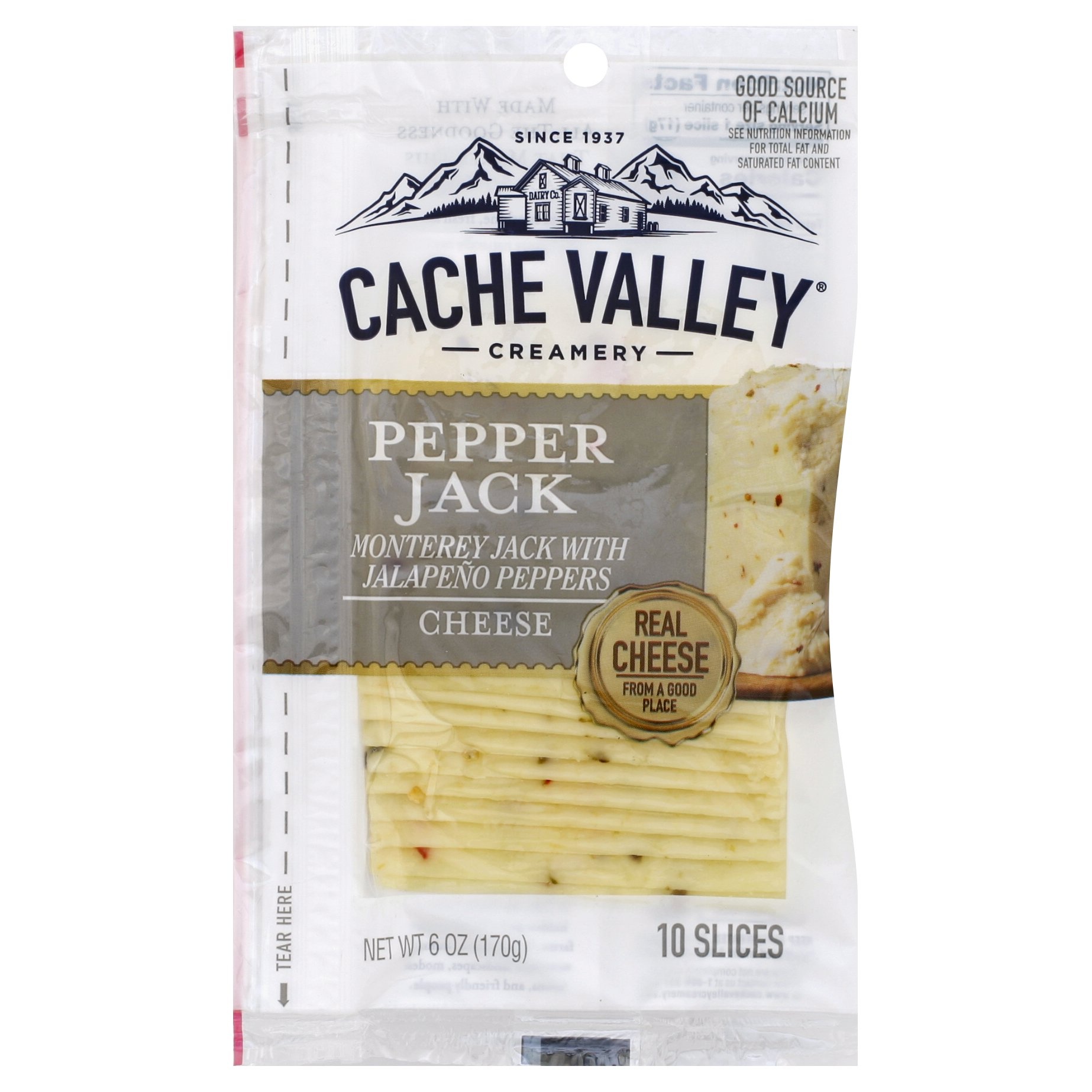 slide 1 of 2, Cache Valley Pepper Jack Monterey Jack with Jalapeno Peppers Cheese, 6 oz