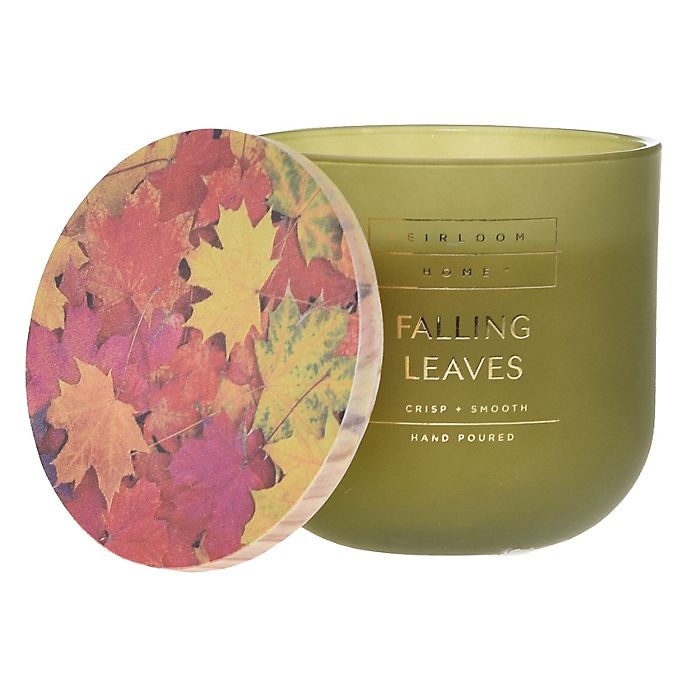 slide 1 of 2, Heirloom Home Falling Leaves Jar Candle with Wood Lid, 14 oz