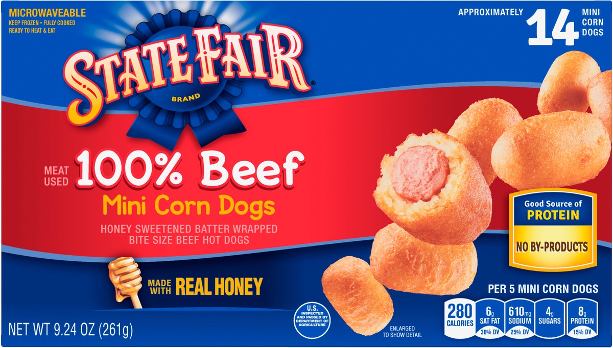 slide 9 of 10, STATE FAIR Beef Mini Corn Dogs, 261.95 g