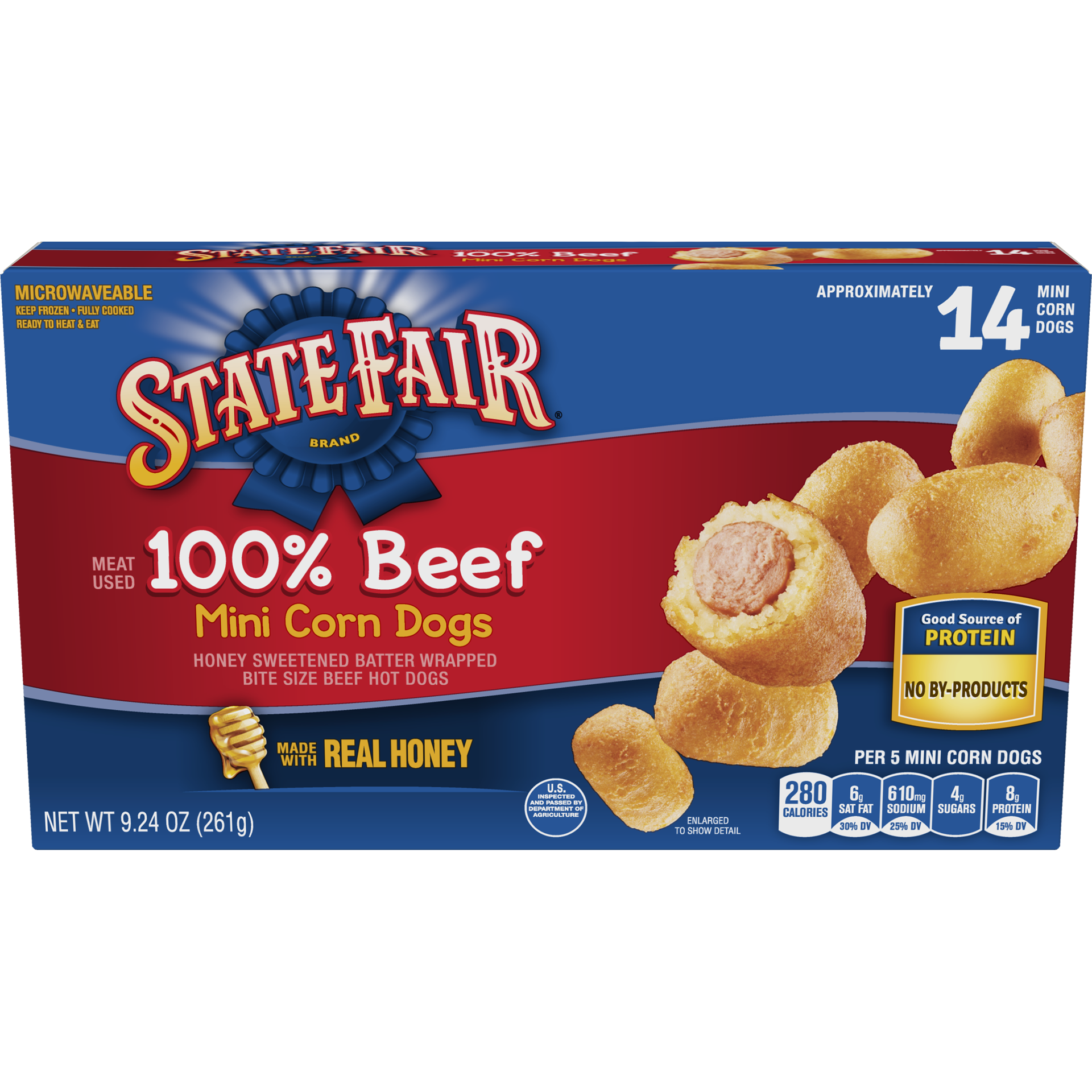 slide 1 of 10, STATE FAIR Beef Mini Corn Dogs, 261.95 g