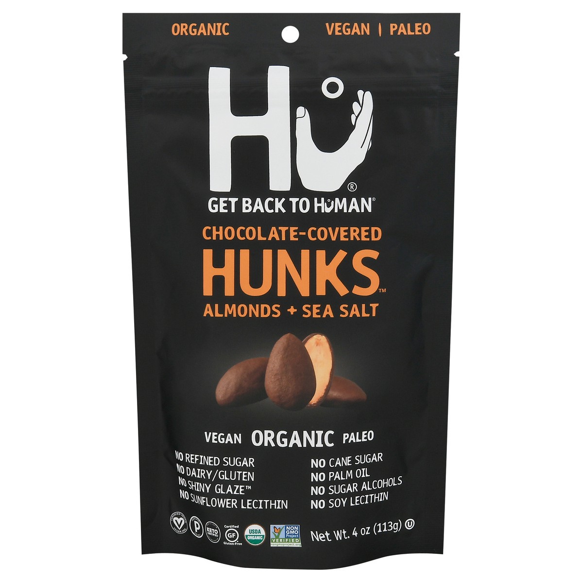 slide 1 of 9, Hu Organic Chocolate-Covered Almonds + Sea Salt Hunks 4 oz, 4 oz