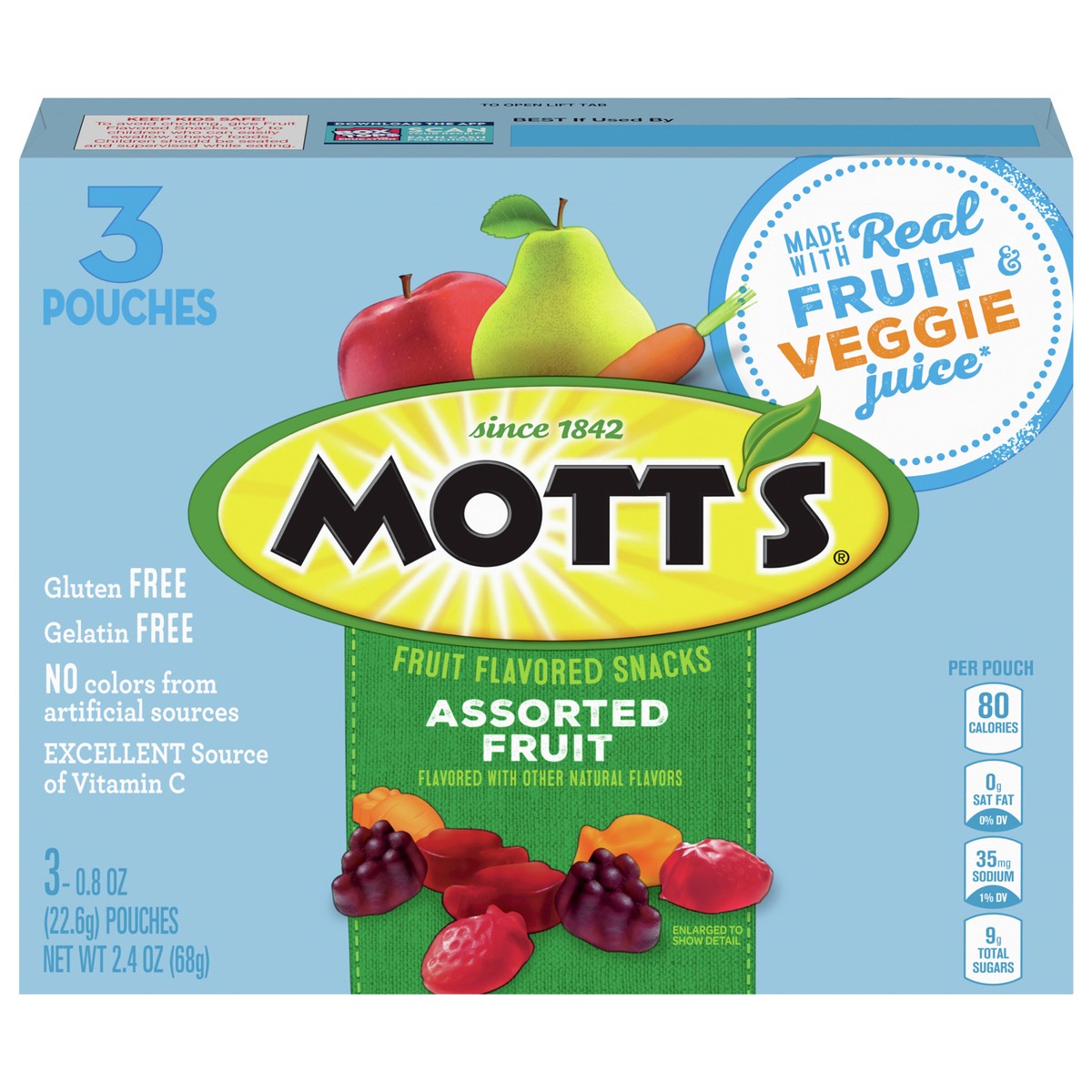 slide 9 of 14, Mott's Assorted Fruit Flavored Snacks, 3 Ct, 0.8 oz