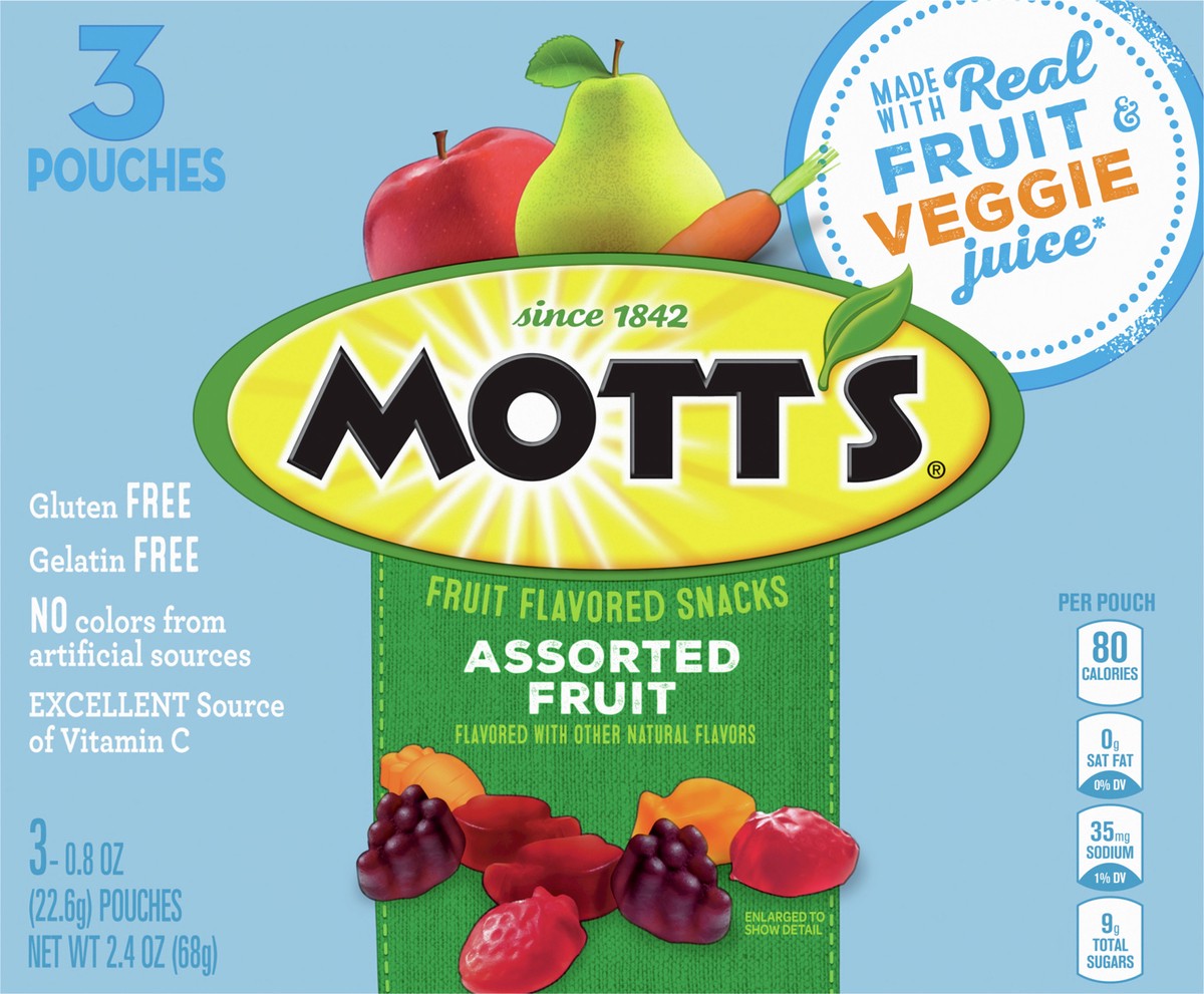 slide 13 of 14, Mott's Assorted Fruit Flavored Snacks, 3 Ct, 0.8 oz