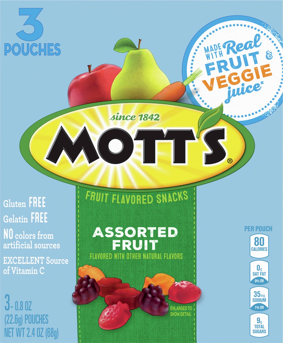 slide 6 of 14, Mott's Assorted Fruit Flavored Snacks, 3 Ct, 0.8 oz