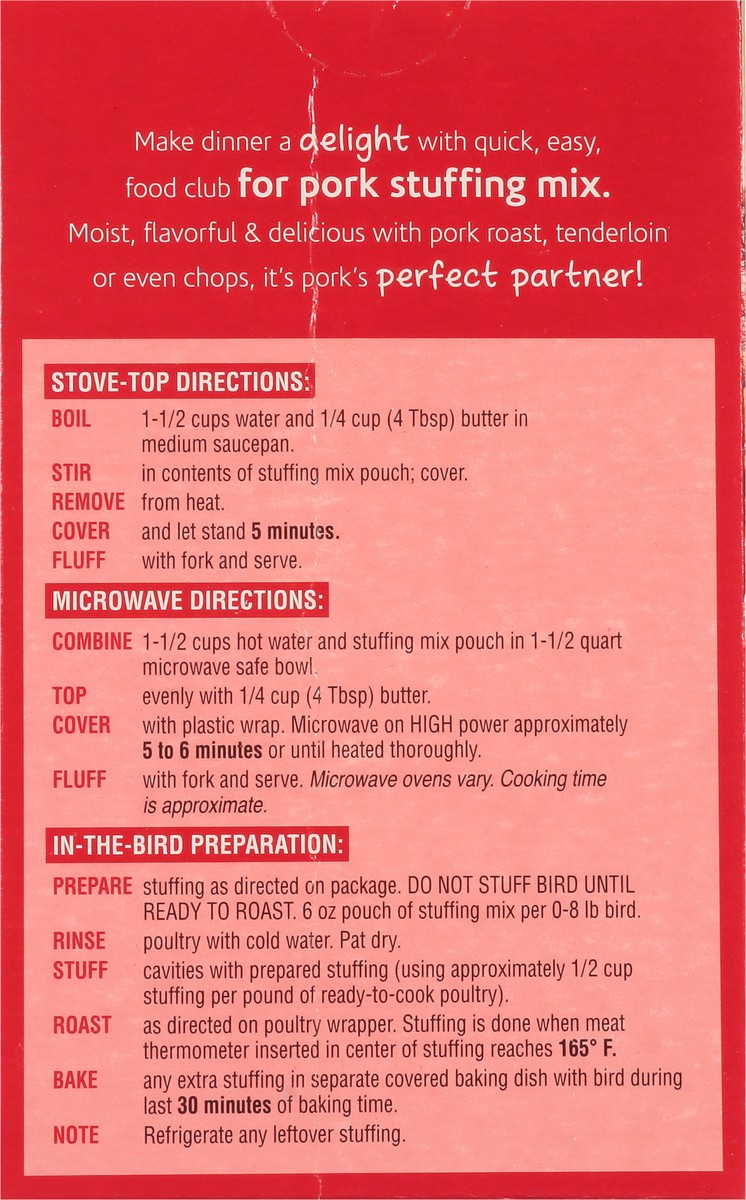 slide 9 of 10, Food Club Stuffing Mix For Pork, 6 oz