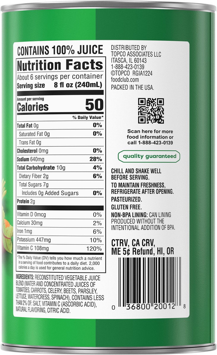 slide 2 of 13, Food Club Vegetable Juice 46 fl oz, 46 fl oz