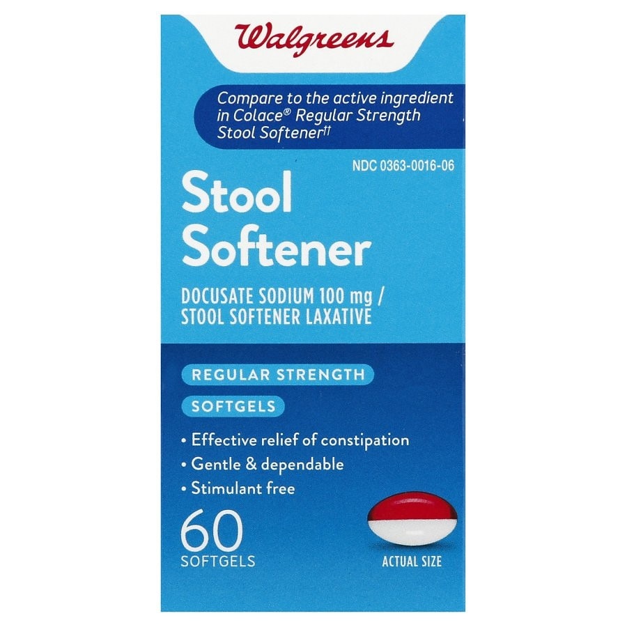 slide 1 of 1, Walgreens Laxative Stool Softener Softgels, 60 ct