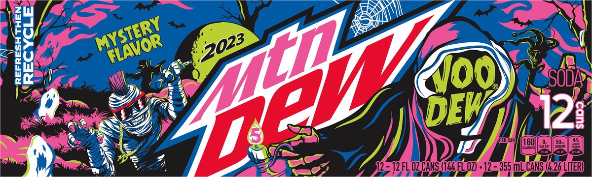 slide 2 of 10, Mountain Dew Voo Dew Soda Mystery Flavor - 12 ct, 12 oz