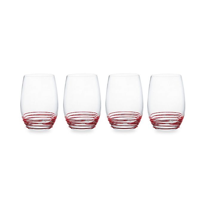 slide 1 of 1, Mikasa Swirl Stemless Wine Glasses - Red, 4 ct