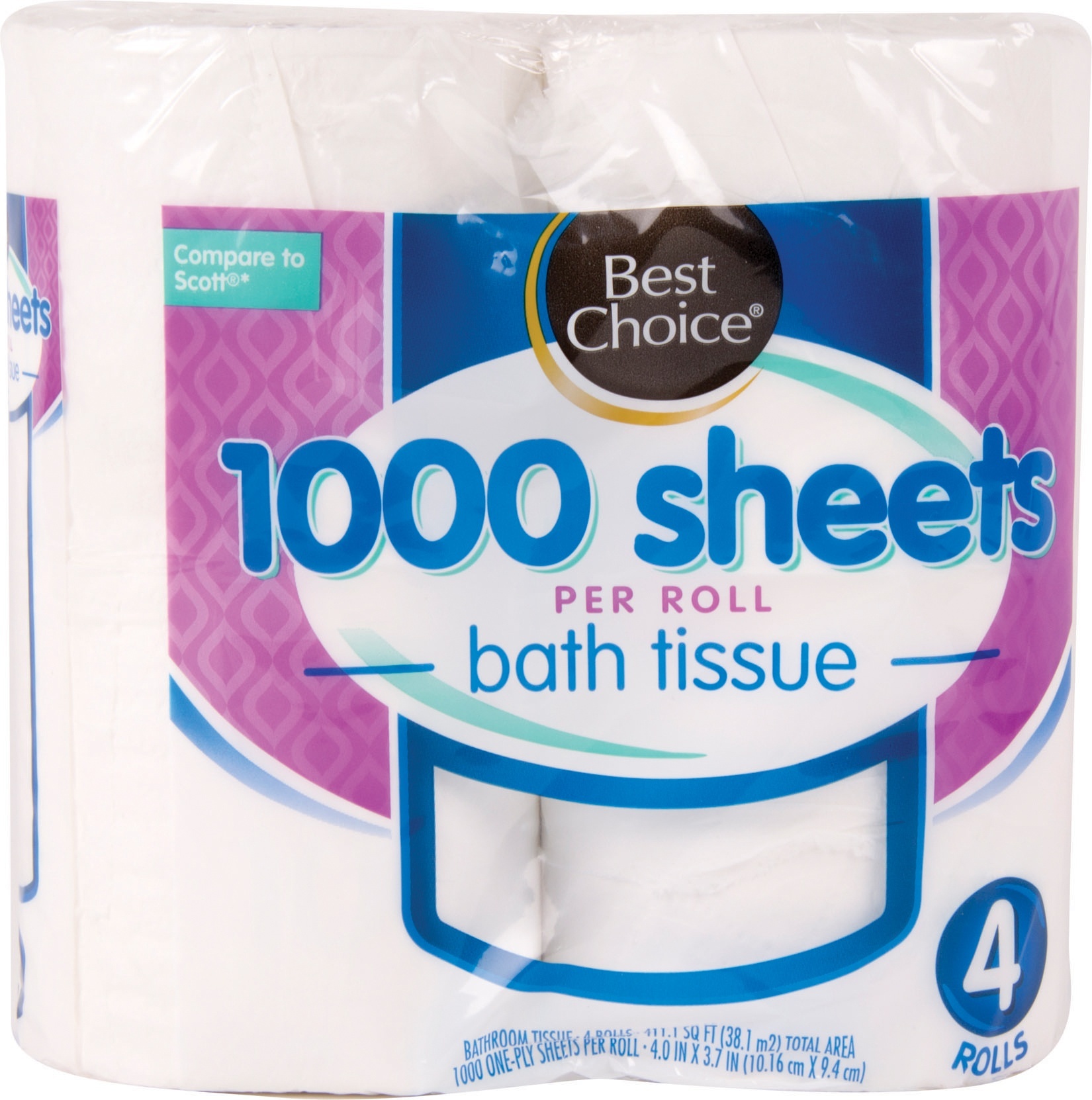 slide 1 of 1, Best Choice Bath Tissue, 4 ct