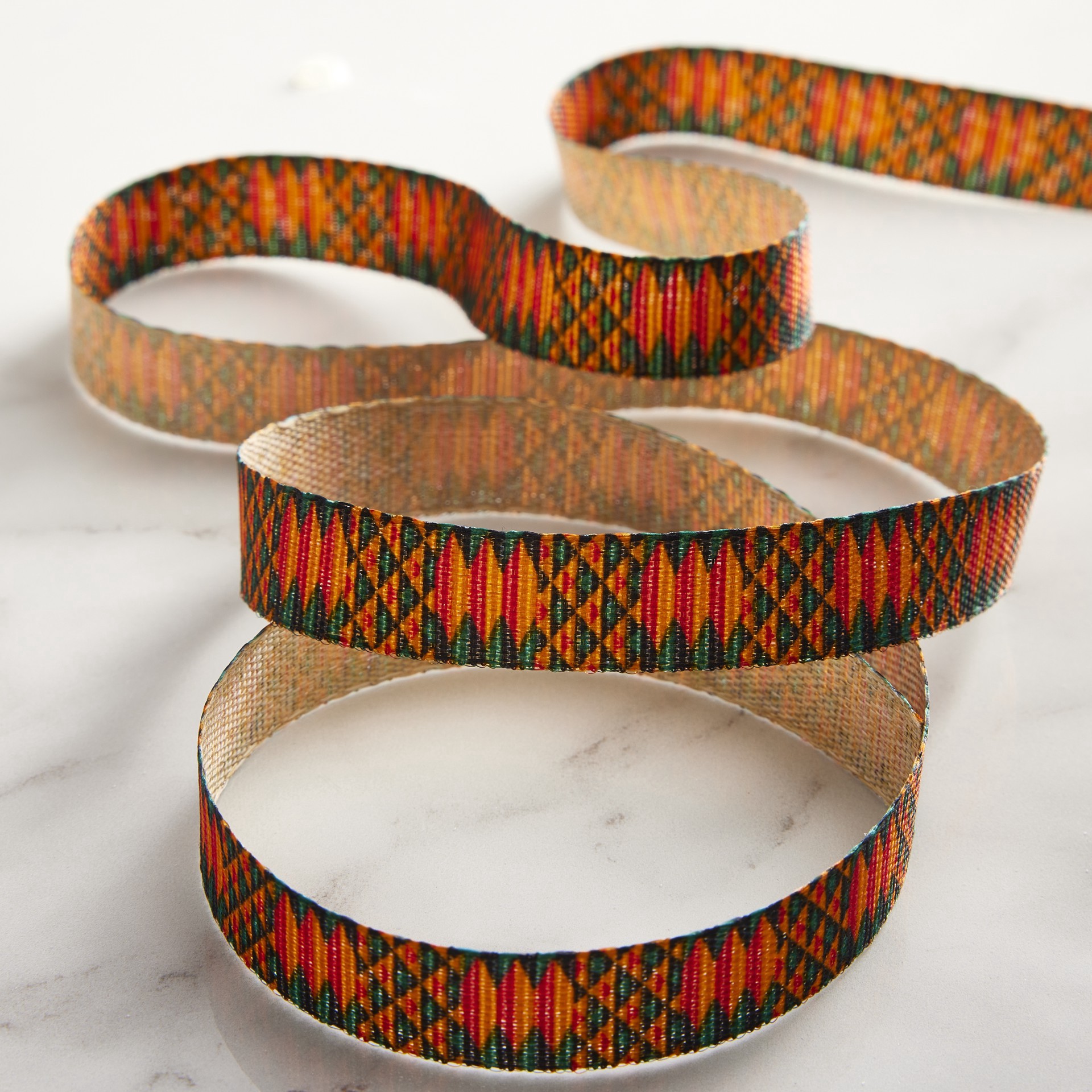 slide 3 of 4, 5/8" X 7yd. Faux Linen Geometric Ribbon By Celebrate It, 5/8 in x 7 yd