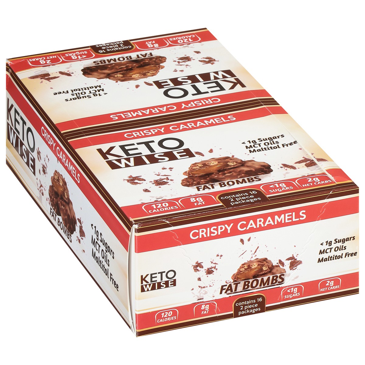 slide 2 of 12, Keto Wise Crispy Caramels Fat Bombs 16 - 2 ea Packages, 16 ct