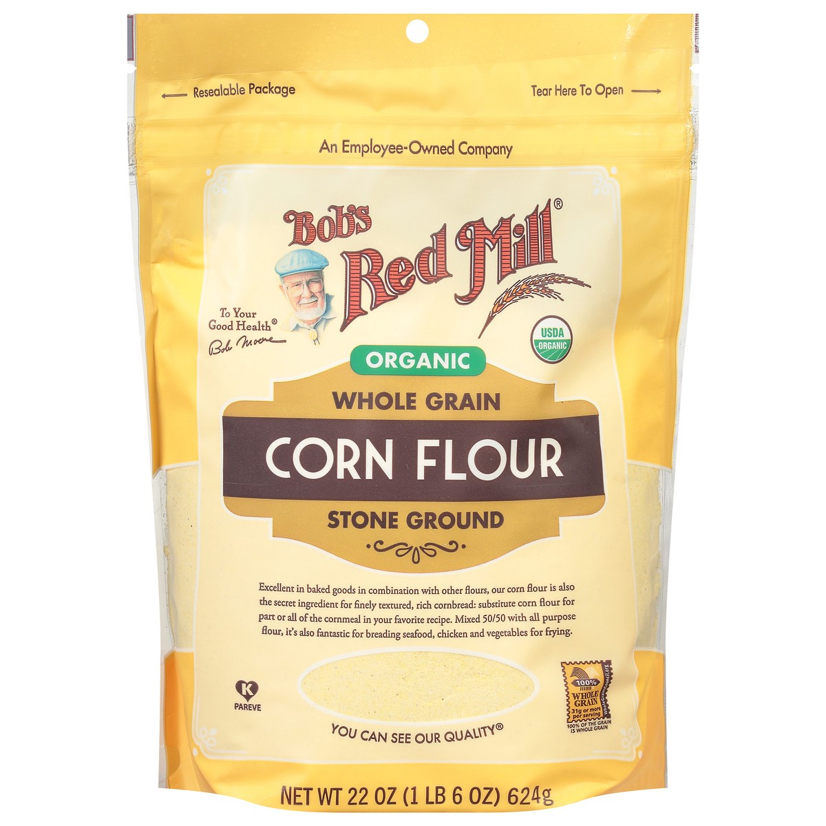 slide 1 of 9, Bob's Red Mill Flour Corn Organic, 22 oz