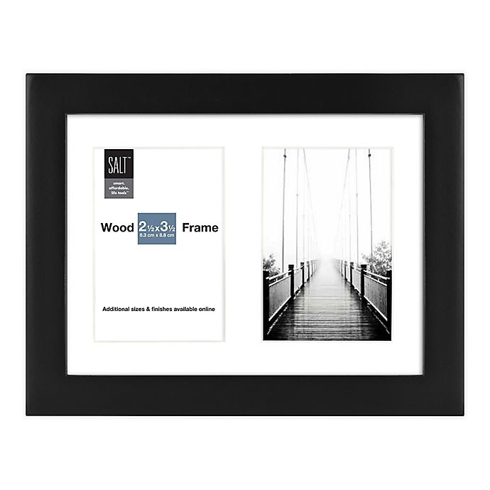 slide 1 of 1, SALT 2-Photo Matted Wood Picture Frame - Black, 2 in x 3 in