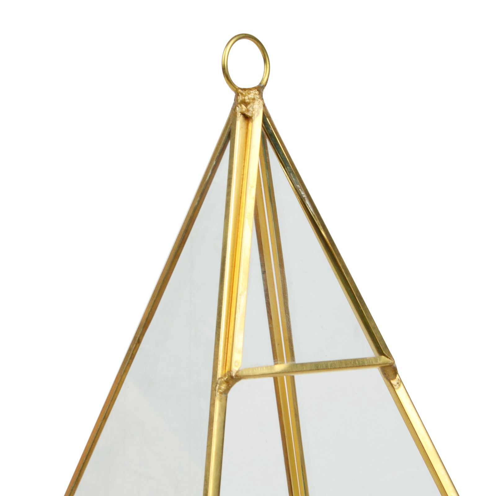 slide 2 of 2, Gold Triangle Glass Terrarium By Ashland, 4.72 in x 4.72 in x 9.45 in