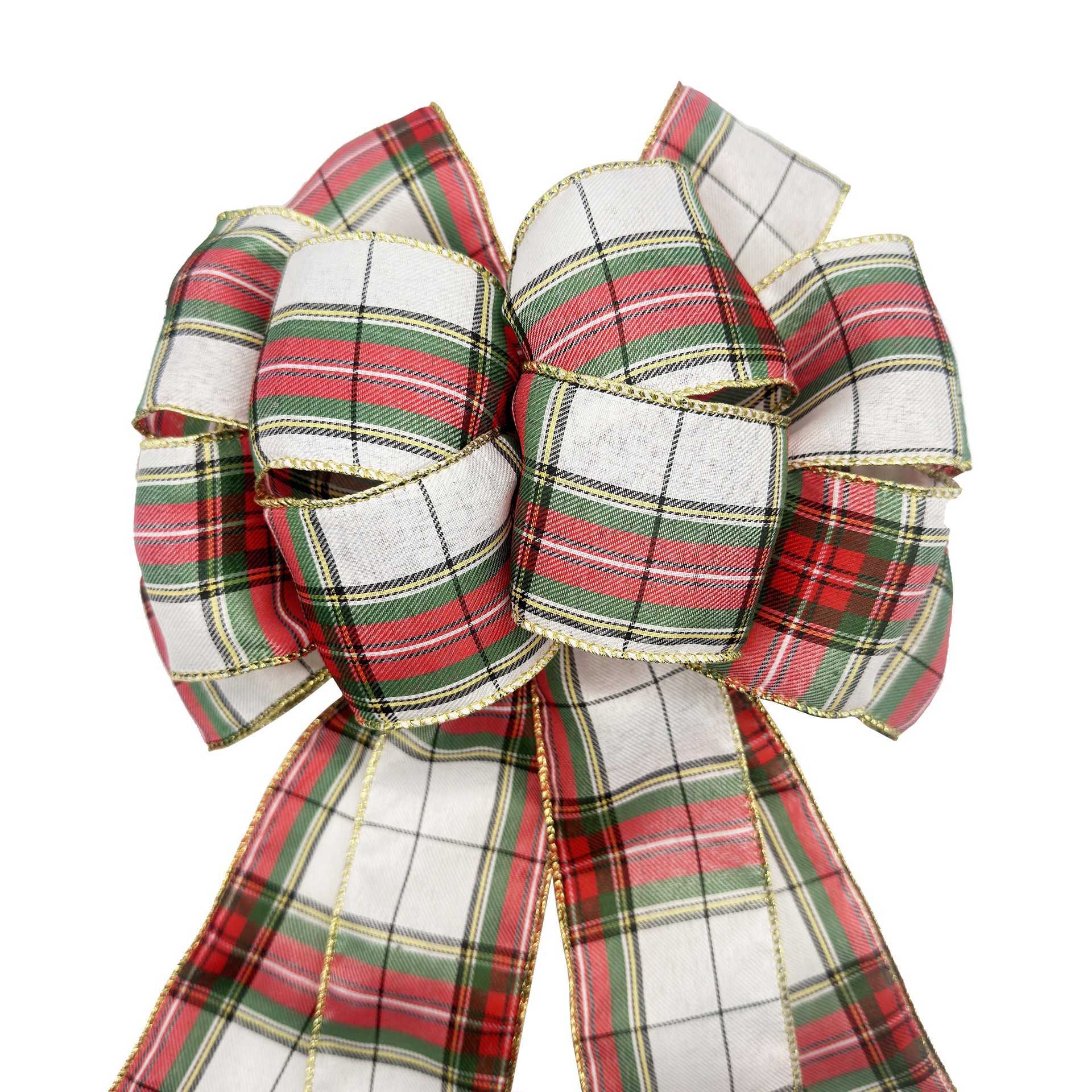 slide 2 of 4, 20.5" Green & Natural Plaid Tree Bow By Celebrate It, 11 in x 20.5 in