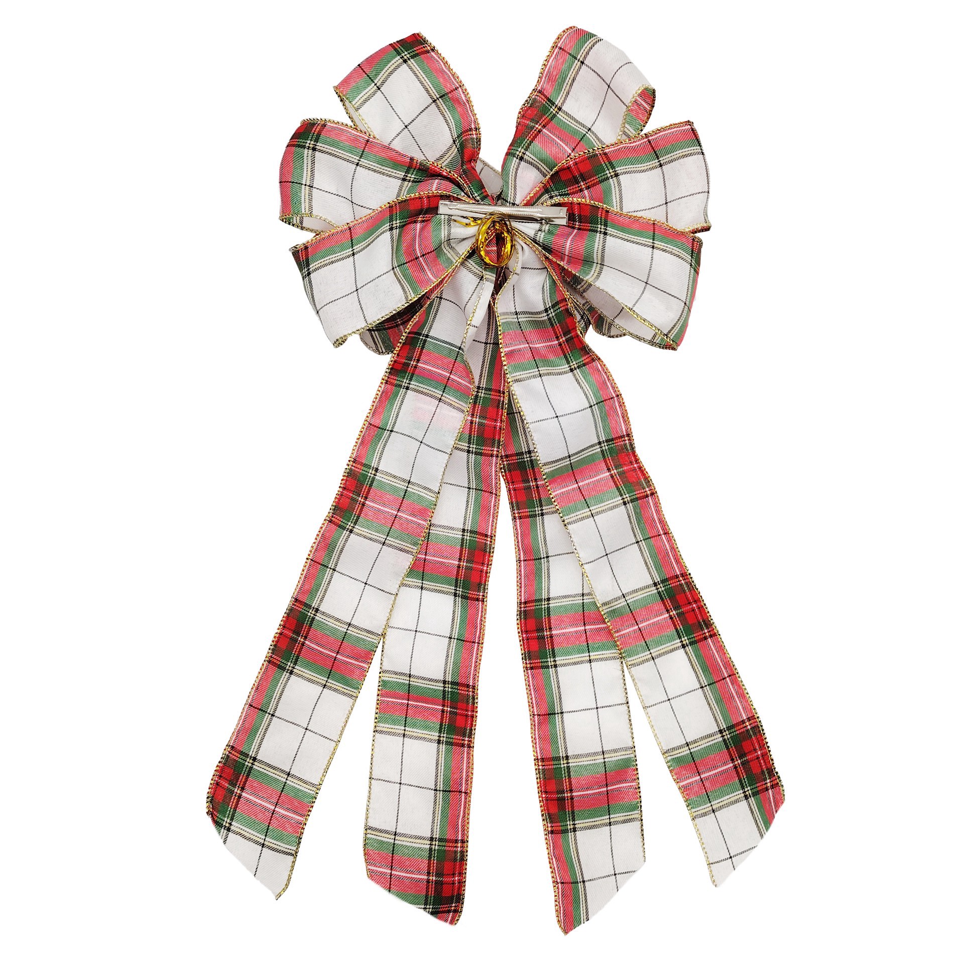 slide 4 of 4, 20.5" Green & Natural Plaid Tree Bow By Celebrate It, 11 in x 20.5 in