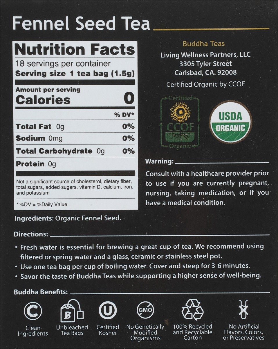 slide 9 of 9, Buddha Tea Fennel Seed - 18 ct, 18 ct