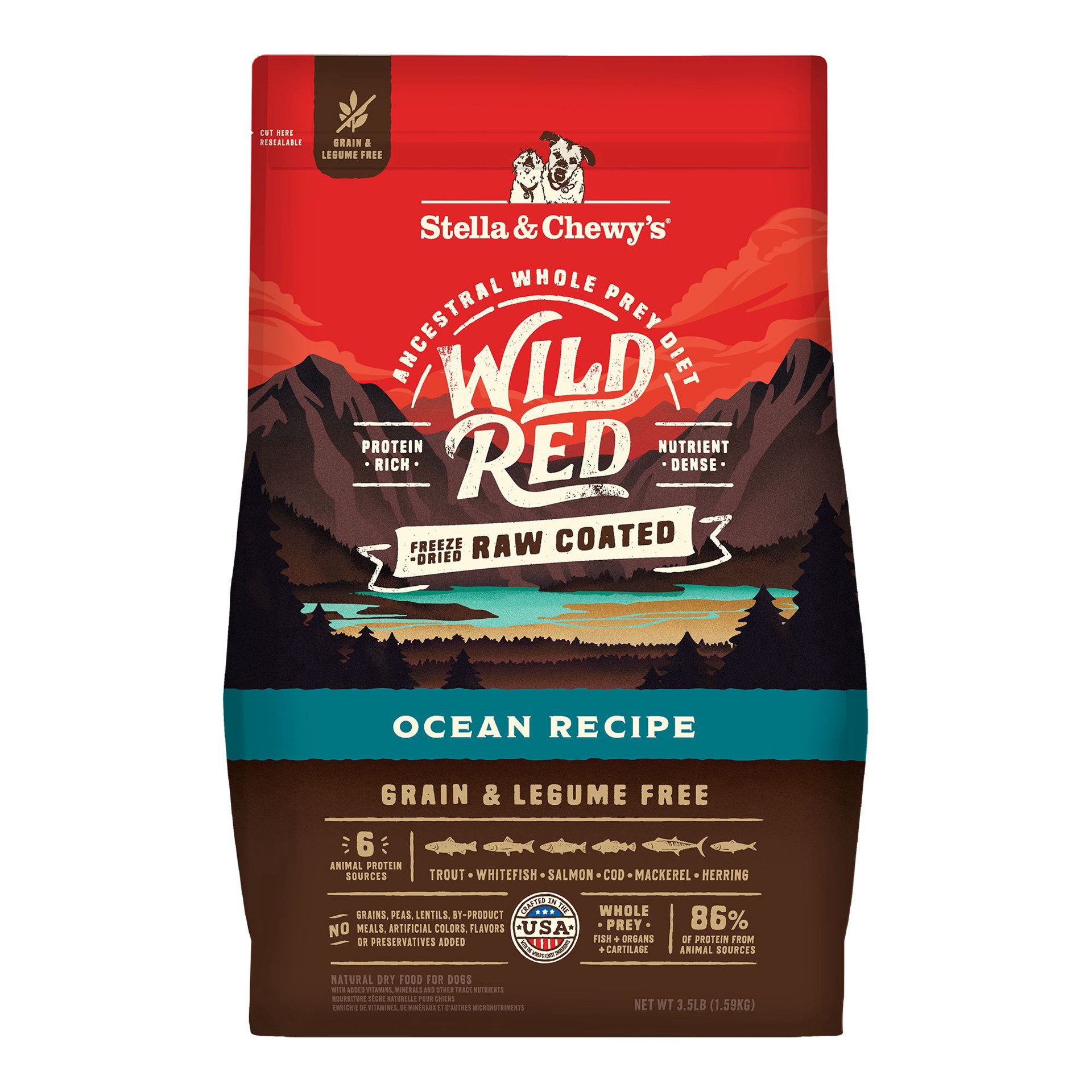 slide 1 of 1, Stella & Chewys Stella & Chewy's Wild Red Raw Coated All Life Stages Dry Dog Food - Grain & Legume Free, Ocean, 3.5 lb