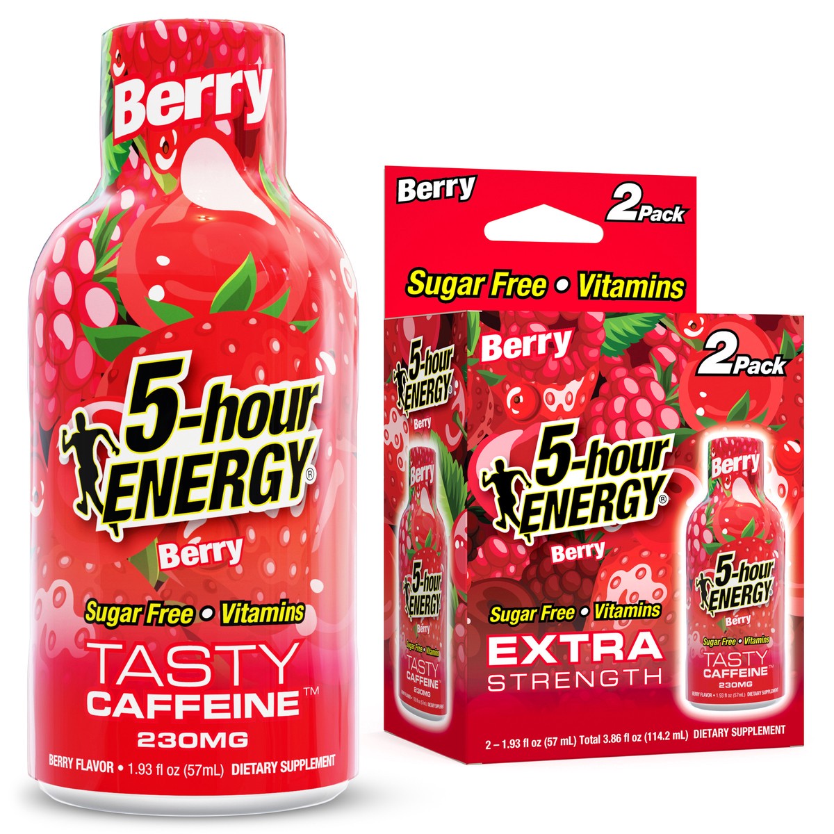 slide 1 of 13, 5-hour ENERGY, Extra Strength, Berry, 2 Pack, 1.93 oz., 3.86 fl oz