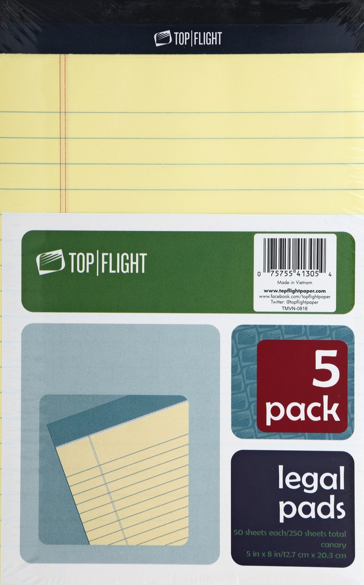 slide 2 of 4, Top Flight Legal Pads 5 ea, 5 ct