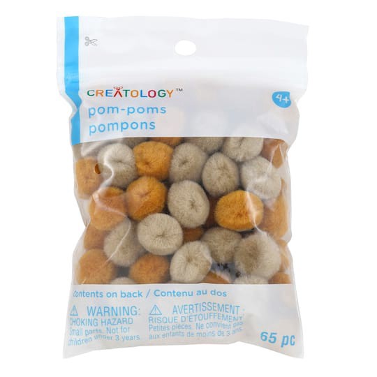 slide 1 of 4, Mixed Brown Pom Poms By Creatology, 65ct., 65 ct