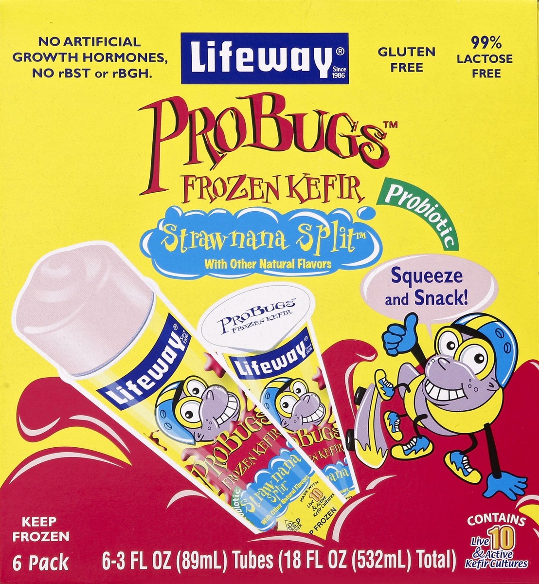 slide 4 of 4, Lifeway ProBugs Strawnana Split Frozen Kefir, 6 ct