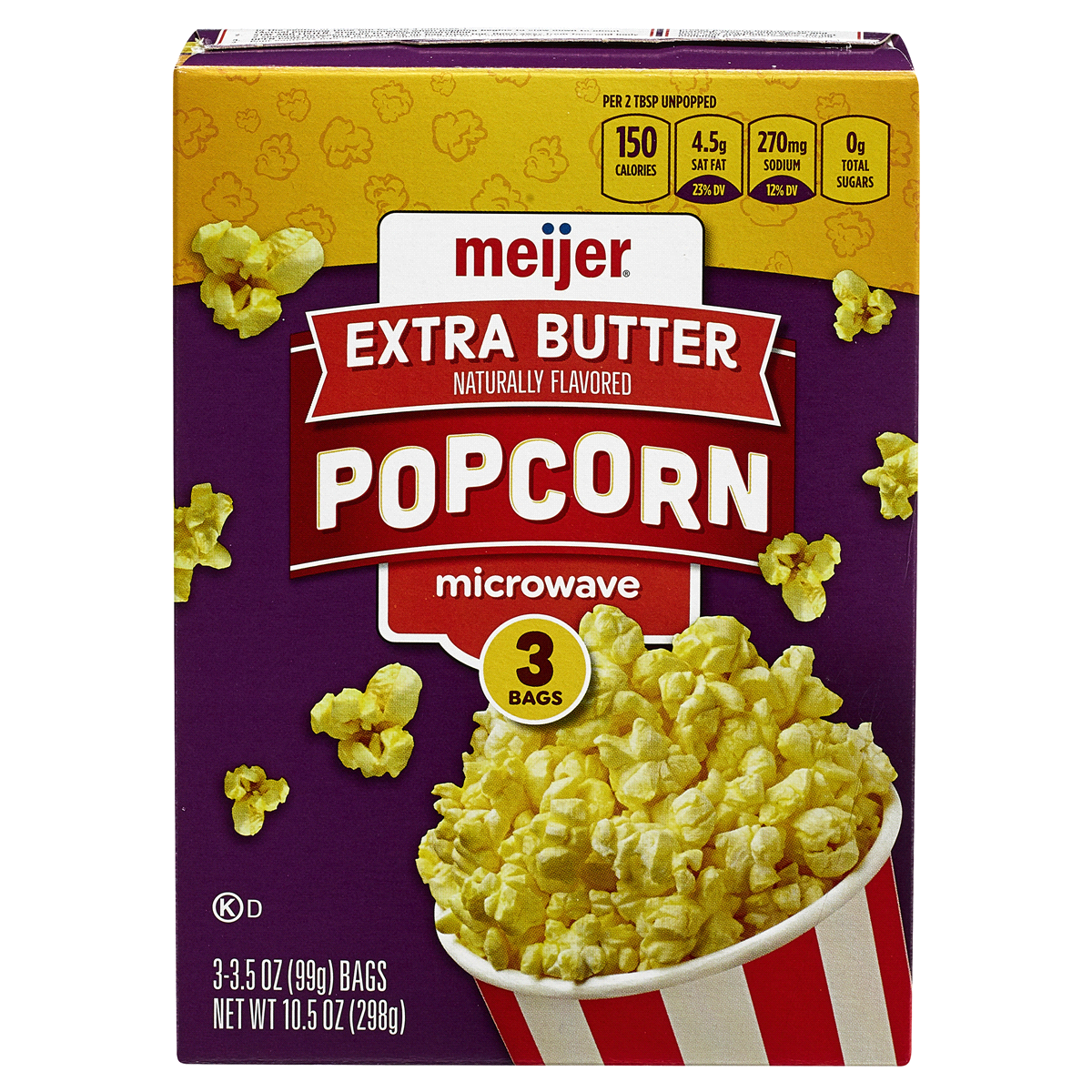 slide 1 of 3, Meijer Microwave Popcorn Extra Butter, 10.5 oz