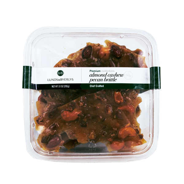 slide 1 of 1, L&B Lunds  Byerlys Lunds & Byerlys L&B Holiday Deluxe Nut Brittle With Almonds, Cashews & Pecans, 10 oz