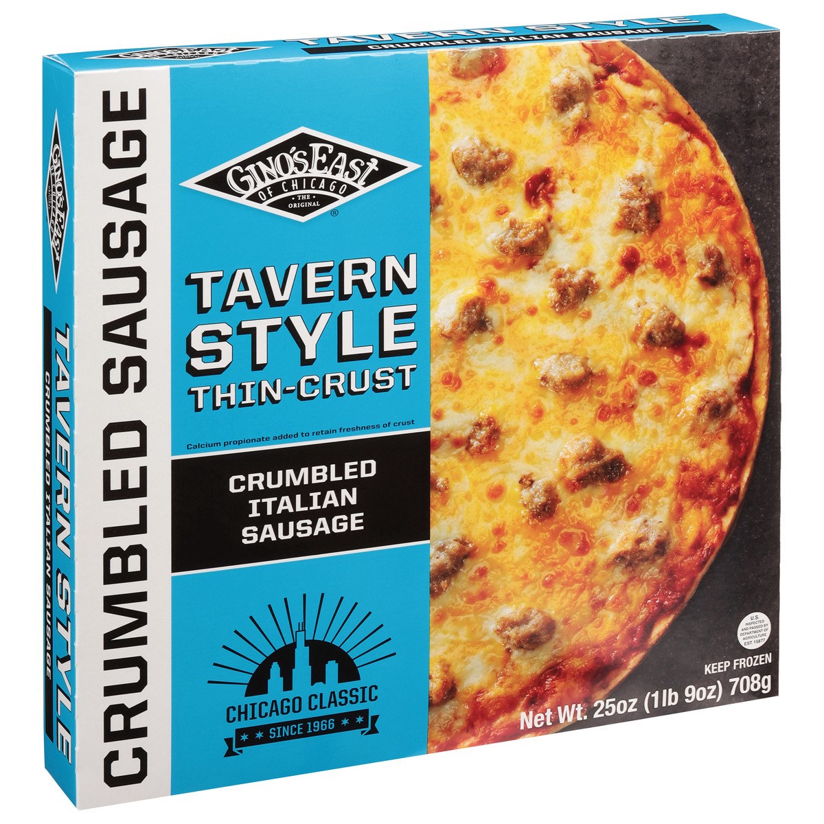 slide 11 of 14, Gino's East Thin-Crust Tavern Style Crumbled Italian Sausage Pizza 25 oz, 25 oz