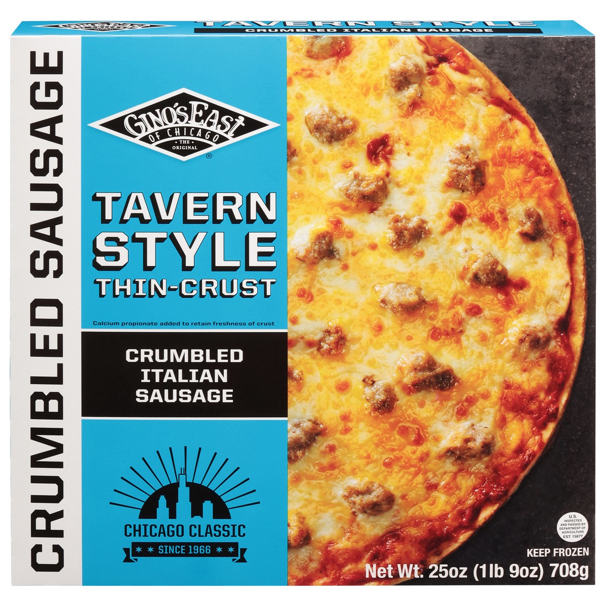 slide 1 of 14, Gino's East Thin-Crust Tavern Style Crumbled Italian Sausage Pizza 25 oz, 25 oz