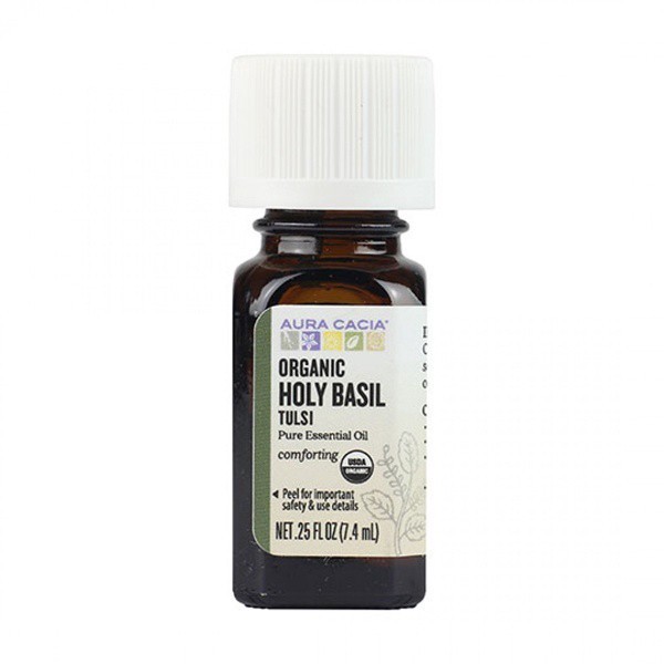 slide 1 of 1, Aura Cacia Essential Oils Holy Basil, 0.25 oz