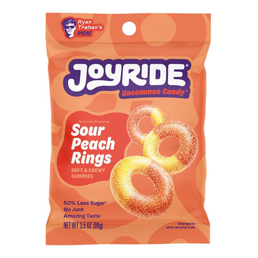 slide 1 of 1, Joyride Uncommon Candy Sour Peach Rings, 3.5 oz