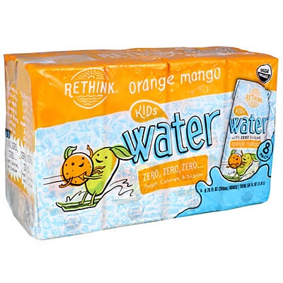 slide 1 of 1, Rethink Kids Organic No Sugar Orange Mango Water, 8 ct